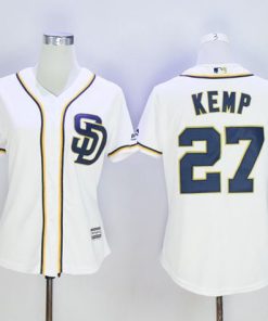 Padres #27 Matt Kemp New White Women's Home Stitched MLB Jersey