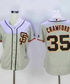 Giants #35 Brandon Crawford Grey Women's Road 2 Stitched MLB Jersey
