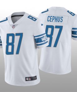 Men's Detroit Lions #87 Quintez Cephus White Vapor Untouchable Limited Stitched NFL Jersey