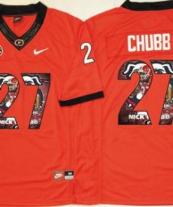 Bulldogs #27 Nick Chubb Red Player Fashion Stitched NCAA Jersey