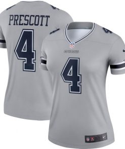 Women's Dallas Cowboys #4 Dak Prescott Gray Inverted Legend Stitched NFL Jersey