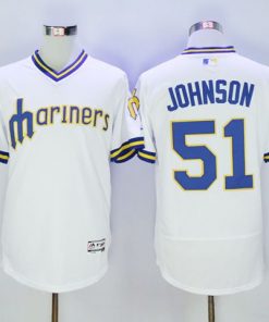 Mariners #51 Randy Johnson White Flexbase Authentic Collection Cooperstown Stitched MLB Jersey