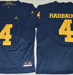 Wolverines #4 Jim Harbaugh Navy Blue Jordan Brand Elite Stitched NCAA Jersey
