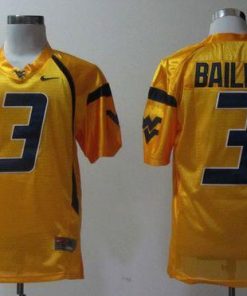 Mountaineers #3 Stedman Bailey Gold Stitched NCAA Jersey