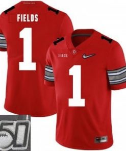 Men's Ohio State Buckeyes #1 Justin Fields 2019 Red 150th Season College Stitched NCAA Jersey