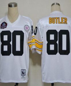 Mitchell And Ness Steelers #80 Jack Butler White Stitched NFL Jersey