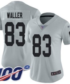 Women's Las Vegas Raiders #83 Darren Waller 100th Season Grey Vapor Untouchable Limited Stitched Jersey(Run Small)