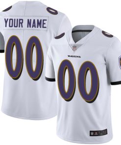 Men's Baltimore Ravens Customized White Team Color Vapor Untouchable Limited Stitched NFL Jersey