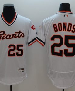Men's MLB San Francisco Giants #25 Barry Bonds White White Throwback Stitched  Jersey