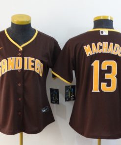 Women's San Diego Padres #13 Manny Machado Brown Cool Base Stitched MLB Jersey(Run Small)