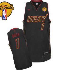 Heat Finals Patch #1 Chris Bosh Carbon Fiber Fashion Black Stitched NBA Jersey