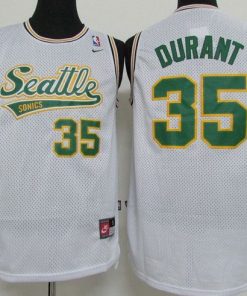 Thunder #35 Kevin Durant White Throwback Stitched NBA Jersey