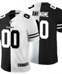 Men's Pittsburgh Steelers Custom Black White Split Limited Stitched Jersey