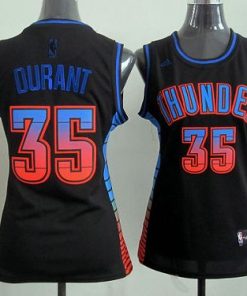 Thunder #35 Kevin Durant Black Women's Vibe Stitched NBA Jersey