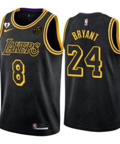 Men's Los Angeles Lakers Black Front #8 Back #24 Kobe Bryant With Gigi Patch Stitched NBA Jersey