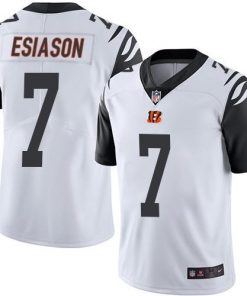 Nike Bengals #7 Boomer Esiason White Men's Stitched NFL Limited Rush Jersey