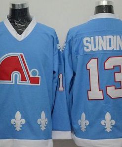 Nordiques #13 Mats Sundin Light Blue CCM Throwback Stitched NHL Jersey