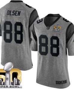 Nike Panthers #88 Greg Olsen Gray Super Bowl 50 Men's Stitched NFL Limited Gridiron Gray Jersey