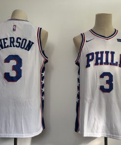 Men's Philadelphia 76ers #3 Allen Iverson White Swingman Stitched NBA Jersey