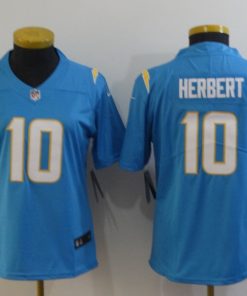 Women's Los Angeles Chargers #10 Justin Herbert Blue Vapor Untouchable Limited Stitched NFL Jersey