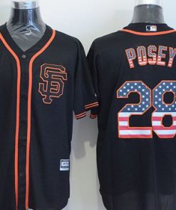 Giants #28 Buster Posey Black USA Flag Fashion Stitched MLB Jersey