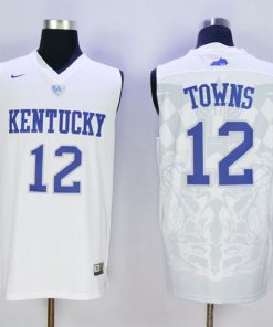 Wildcats #12 Karl-Anthony Towns White Basketball Stitched NCAA Jersey
