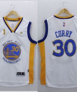 Warriors #30 Stephen Curry White New Champions Stitched NBA Jersey