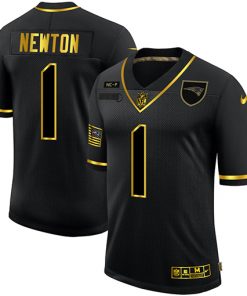Men's New England Patriots #1 Cam Newton 2020 Black/Gold Salute To Service Limited Stitched NFL Jersey