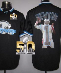 Nike Panthers #1 Cam Newton Black Super Bowl 50 Men's NFL Game All Star Fashion Jersey