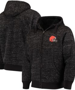 Men's Cleveland Browns G-III Sports by Carl Banks Heathered Black Discovery Sherpa Full-Zip NFL Jacket