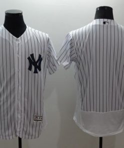 Yankees Blank White Strip Flexbase Authentic Collection Stitched MLB Jersey