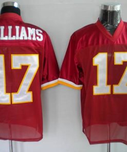 Mitchell and Ness Redskins #17 Doug Williams Red With 50TH Anniversary Patch Stitched NFL Jersey