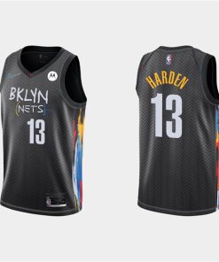 Men's Brooklyn Nets #13 James Harden Black City Edition 2020-21 Honor Basquiat Stitched NBA Jersey