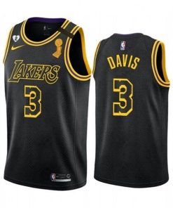 Men's Los Angeles Lakers #3 Anthony Davis 2020 Black NBA Finals Champions With Gigi Patch Mamba Stitched NBA Jersey