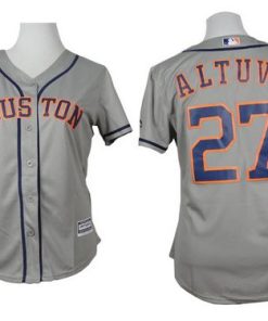 Astros #27 Jose Altuve Grey Road Women's Stitched MLB Jersey