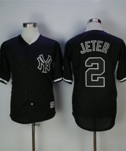 Men's  New York Yankees #2 Derek Jeter Black Cool Base Stitched MLB Jersey