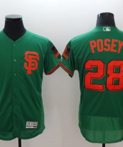 Men's San Francisco Giants #28 Buster Posey Green St Patrick's Day Flexbase Stitched MLB Jersey