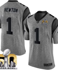 Nike Panthers #1 Cam Newton Gray Super Bowl 50 Men's Stitched NFL Limited Gridiron Gray Jersey