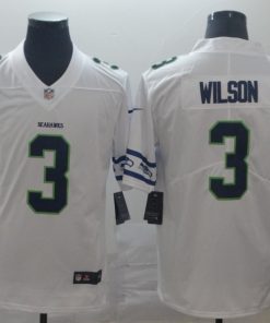 Men's Seattle Seahawks #3 Russell Wilson White Team Logo Limited Stitched NFL Jersey