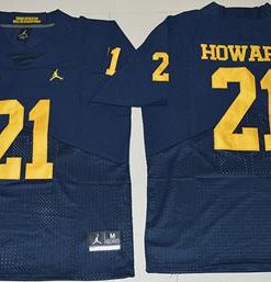 Wolverines #21 Desmond Howard Navy Blue Jordan Brand Elite Stitched NCAA Jersey