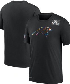Men's Carolina Panthers 2020 Black Sideline Crucial Catch Performance NFL T-Shirt