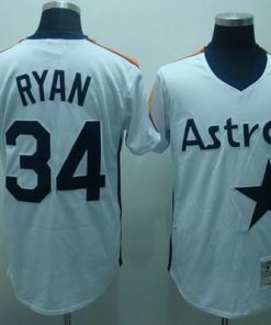 Mitchell and Ness Astros #34 Nolan Ryan Stitched White Throwback MLB Jersey