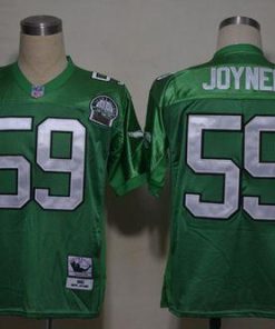 Mitchell And Ness Eagles #59 Seth Joyner Green Stitched Throwback NFL Jersey