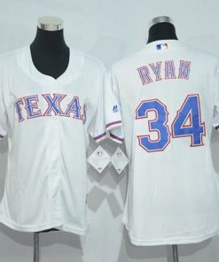 Rangers #34 Nolan Ryan White Women's Home Stitched MLB Jersey