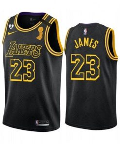 Men's Los Angeles Lakers #23 LeBron James 2020 Black NBA Finals Champions With Gigi Patch Mamba Stitched NBA Jersey