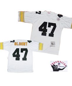 Mitchell and Ness Steelers #47 Mel Blount White Stitched Throwback NFL Jersey