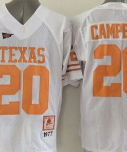 Longhorns #20 Earl Campbell White Stitched NCAA Jersey