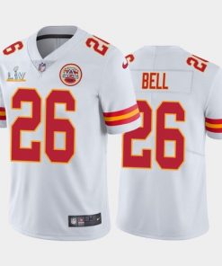 Men's Kansas City Chiefs #26 Le'Veon Bell White 2021 Super Bowl LV Limited Stitched NFL Jersey