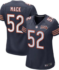 Women's  Chicago Bears #52 Khalil Mack Navy 2019 100th Stitched NFL Jersey