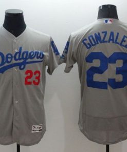 Dodgers #23 Adrian Gonzalez Grey Flexbase Authentic Collection Stitched MLB Jersey